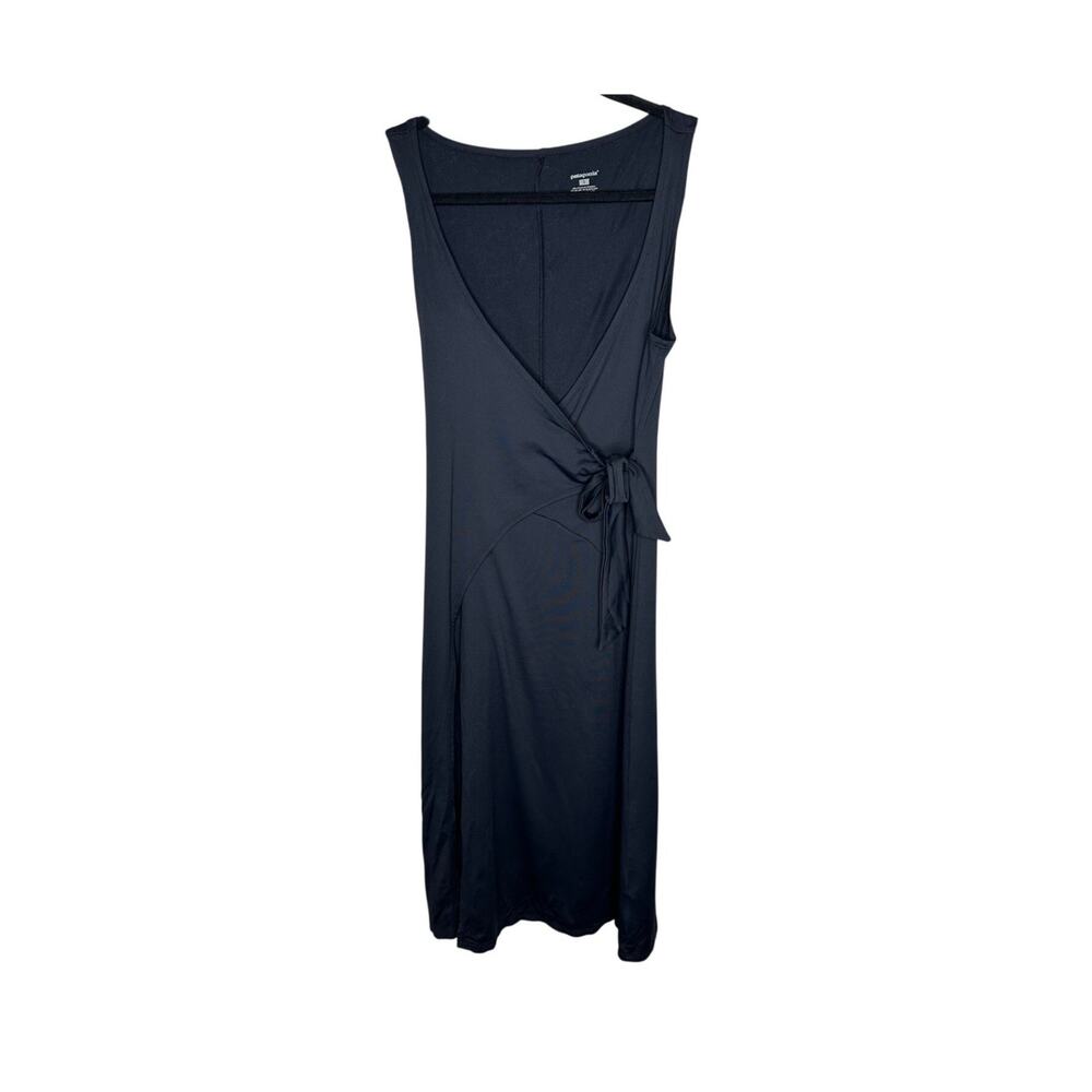 Patagonia Wrap It Up Dress Womens S Black Morning Glory Jersey Stretch Travel
